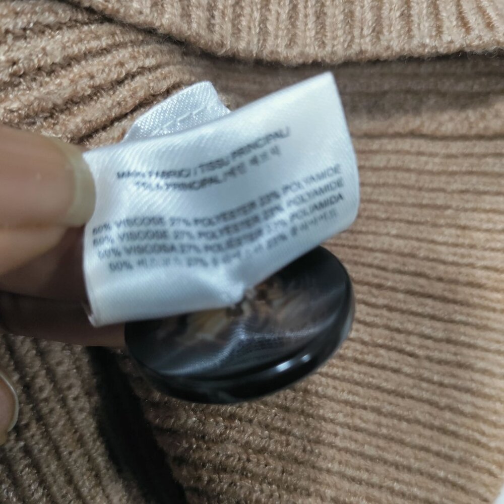 Apparis Women's Tan Oversized Cropped Ribbed Knit Button-Up Cardigan Size Medium - Picture 11 of 15